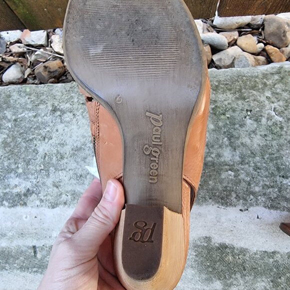 Paul Green Womem's Rosa Peep-Toe Sandal Woven Leather Tan Brown Size 6 - Picture 9 of 10